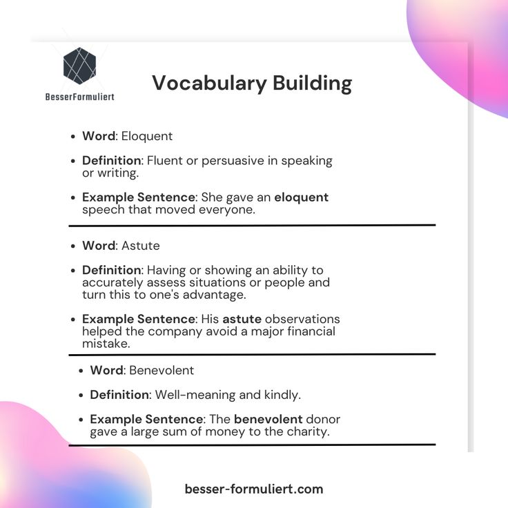 Vocabulary Building - Infosheet